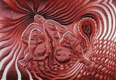 Človeštvo je ukleščeno v porodne krče. Tako ne gre več naprej, hrepeni po preporodu. Ali se bo zgodil preporod ali nova katastrofa? Slika: Judy Chicago, Birth Project 